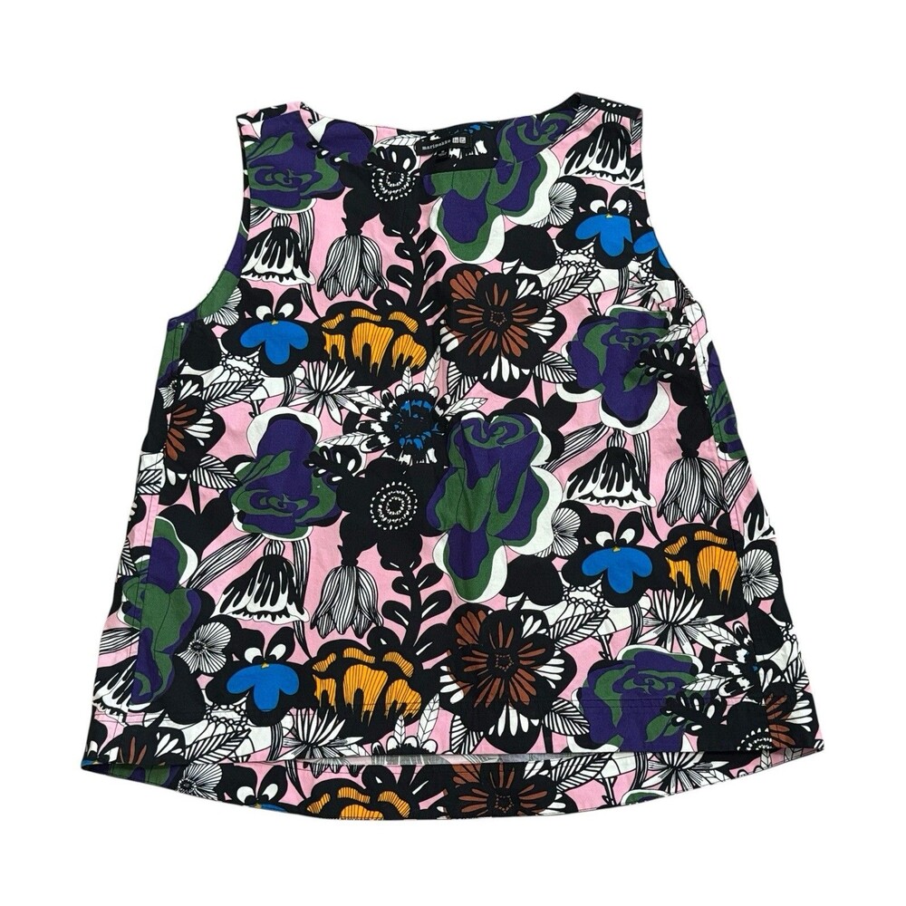 Marimekko x Uniqlo Colorful Floral Cotton Poplin Sleeveless Top Shirt Size M - Picture 2 of 6